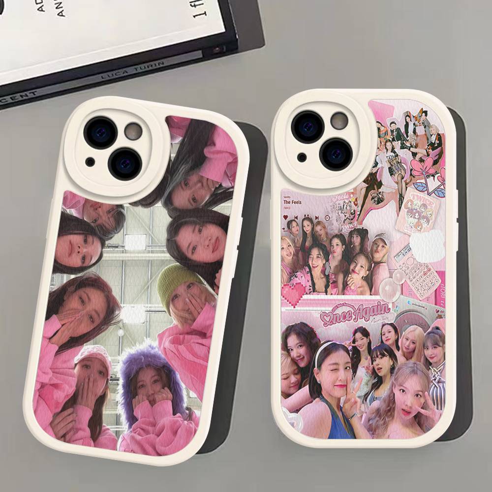 Kpop T-Twice Phone Case For IPhone 16 15 14 13 Pro Max 11 12 Plus Leather Silicone Cover