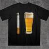 Beer and Cigarette Funny Printed Tshirt Alcohol Beer Women Tee Short Sleeve Round Neck Causal Summer Women Clothing