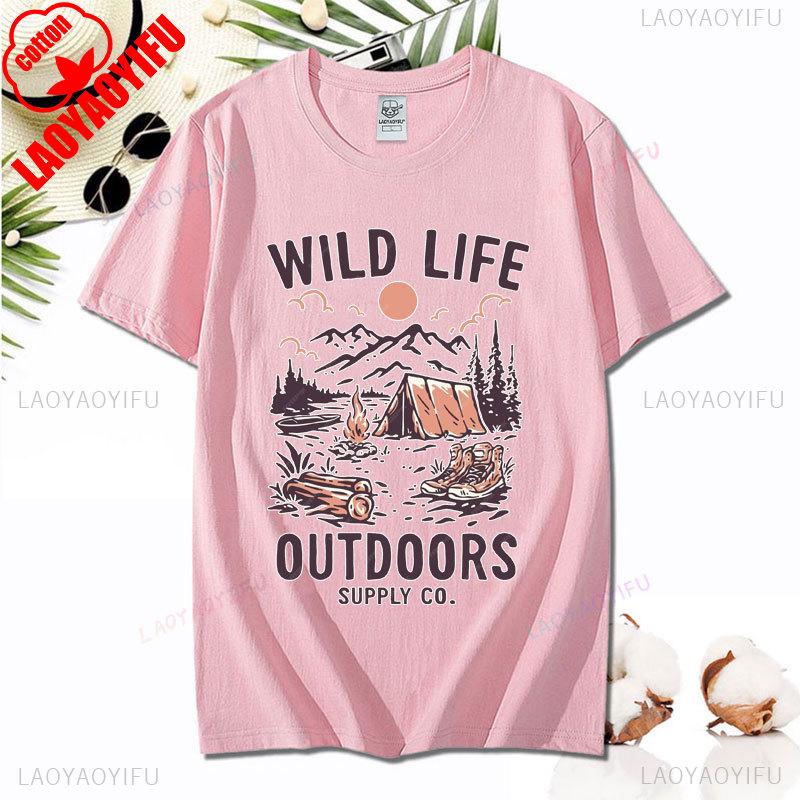 Love Camping I Hate People Vintage Funny TShirt Unisex Tees Camping Hiking Short Sleeve Tops Camper Gift Cotton ONeck TShirt