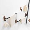Wall-mounted Bathroom Towel Bar With Hook Wooden Black/White Toilet Towel Rack Bath Towel Storage Rack Bathroom Accessories