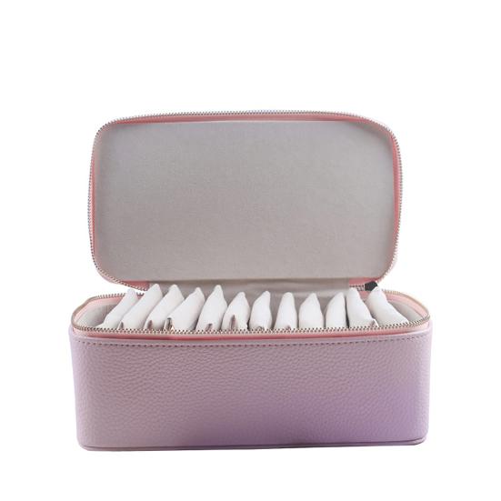 Travel Jewelry Box Large Capacity Zipper Closure Waterproof Hard Shell Soft Lining