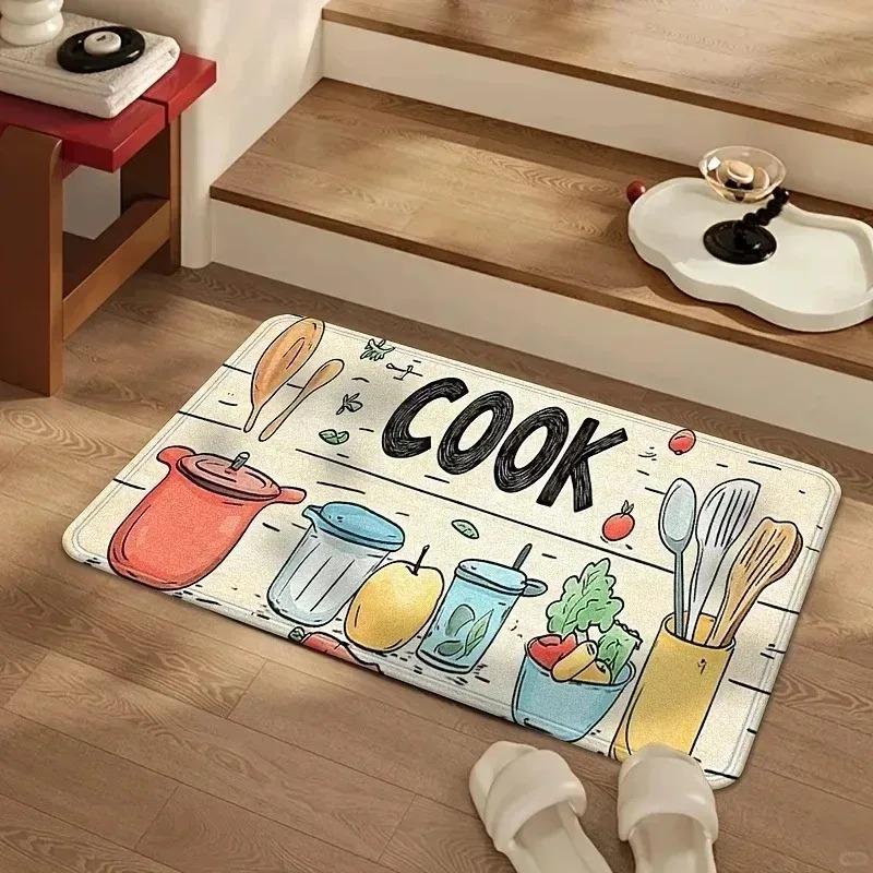 1PC Cowhide Pattern Kitchen Rug Non-Slip Door Mats Pop design Bathroom Rug Bath Mat Carpet for Home Sink Laundry Decor
