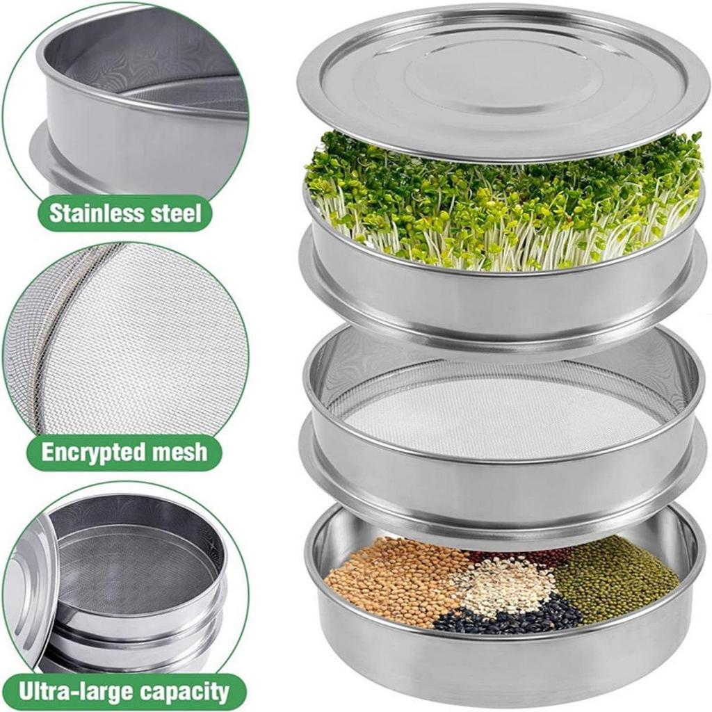 Stainless Steel Seed Sprouting Kit Round Sprouts Grower Sprouting Tray Sprouter Maker Plant Germination Tray for Beans Broccoli