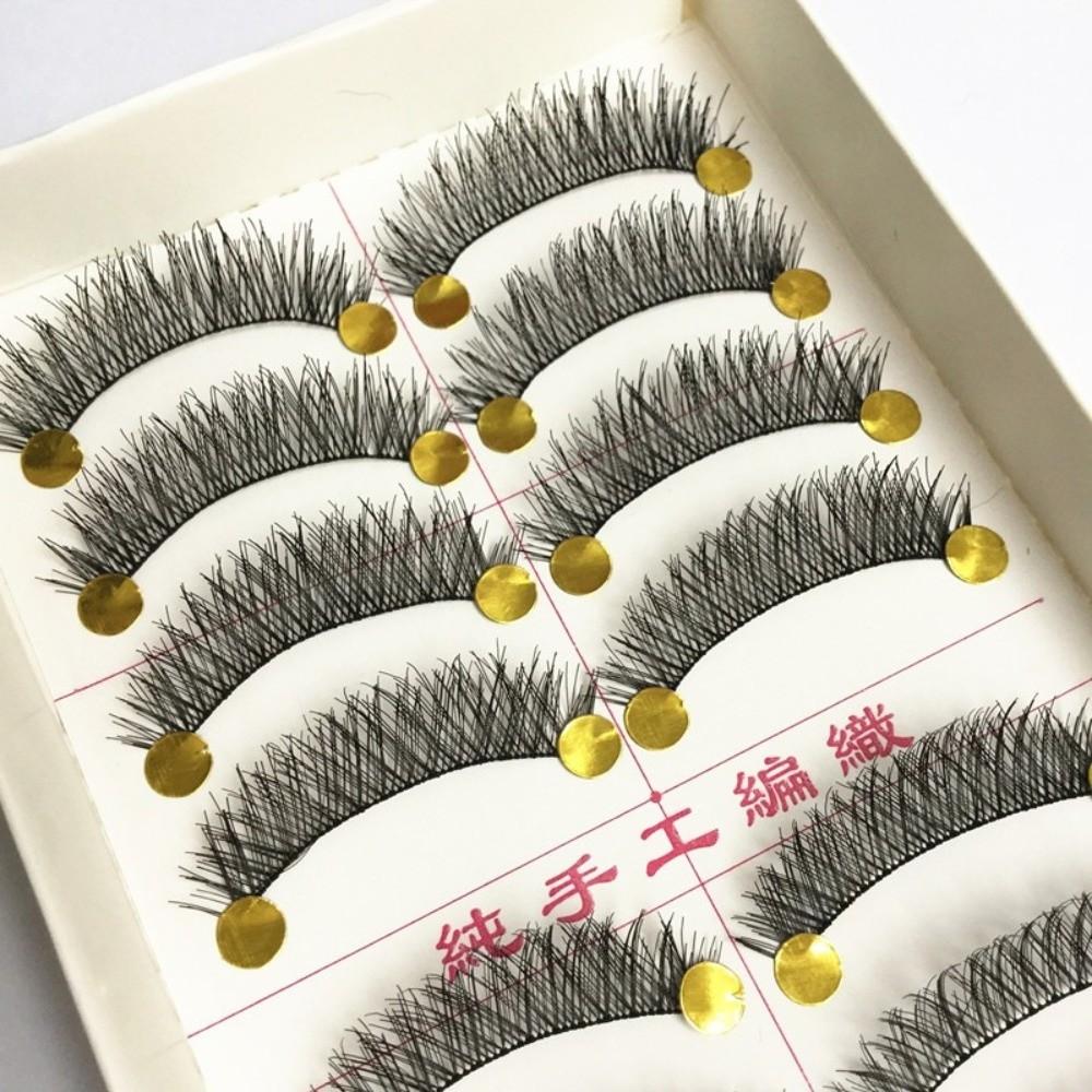 10 Pairs/Box Curvature C Natural Handcrafted False Eyelashes 12MM Handmade Fake Eyelashes Daily