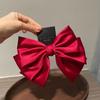 Элегантная заколка для волос с лентой и бантом, простая однотонная атласная пружинная заколка для волос, повязка на голову в стиле ретро с зажимами, аксессуары для волос для девочек