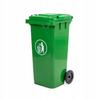 Mirpol Waste Bin 120 Green Plastic With Lid On Wheels 1 Pc