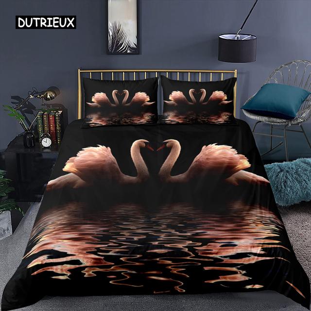 Комплект пододеяльников с лебедем, белое лебединое озеро, пододеяльник, Твин Океан, белый лебедь, комплект постельного белья из полиэстера для пары, подарок на День Святого Валентина