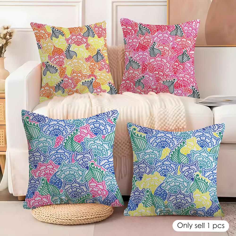 Garden Flowers Cushion Cover Soft Plush Fabric DoubleSided Printed Cushion Covers for All Seasons Modern HomeDecor Gift