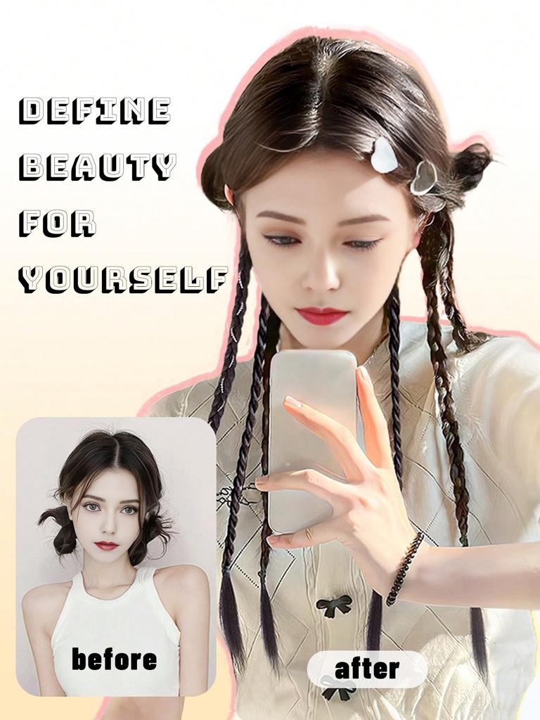 Конский хвост с зажимом-когтем, пара 20-дюймовых прямых тройных косичек-когтей, накладные волосы для женщин и девочек, аксессуары для волос для повседневного использования