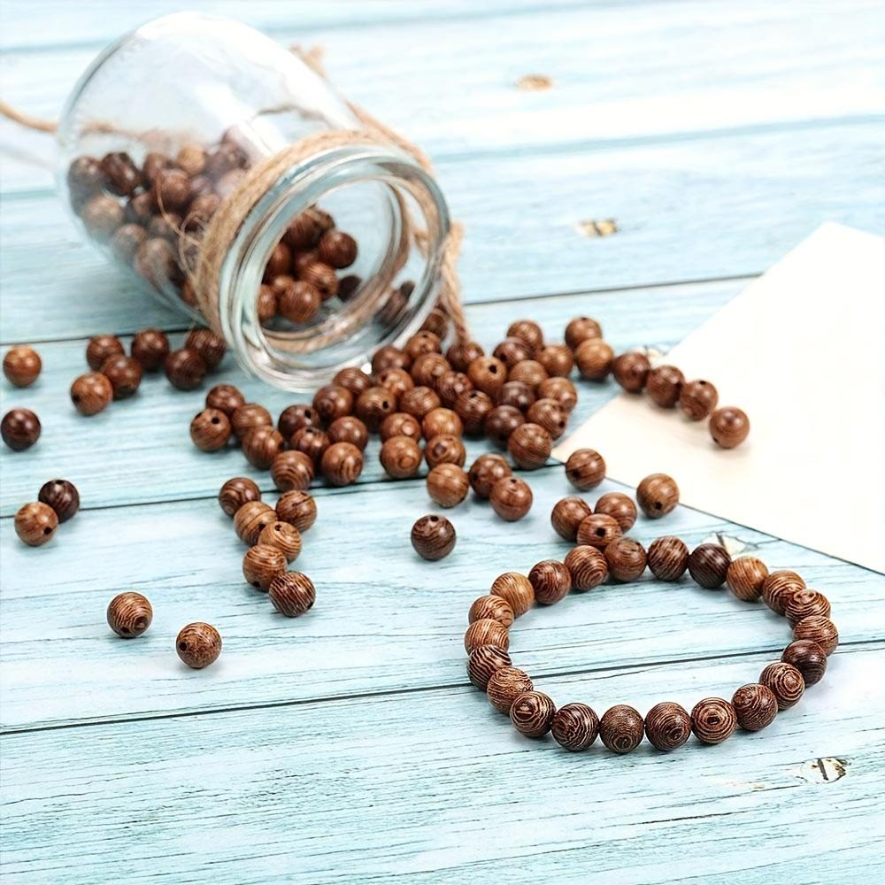 50/100/200 шт. деревянных бусин в богемном стиле, простые и элегантные круглые деревянные бусины с текстурой дерева, браслет, ожерелье, серьги, брелок для ключей
