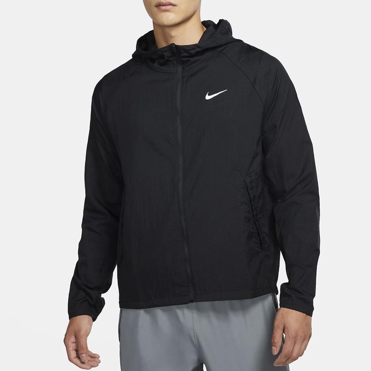 Nike Essential Solid с капюшоном на молнии для бега Мужские куртки черные CU5359-010