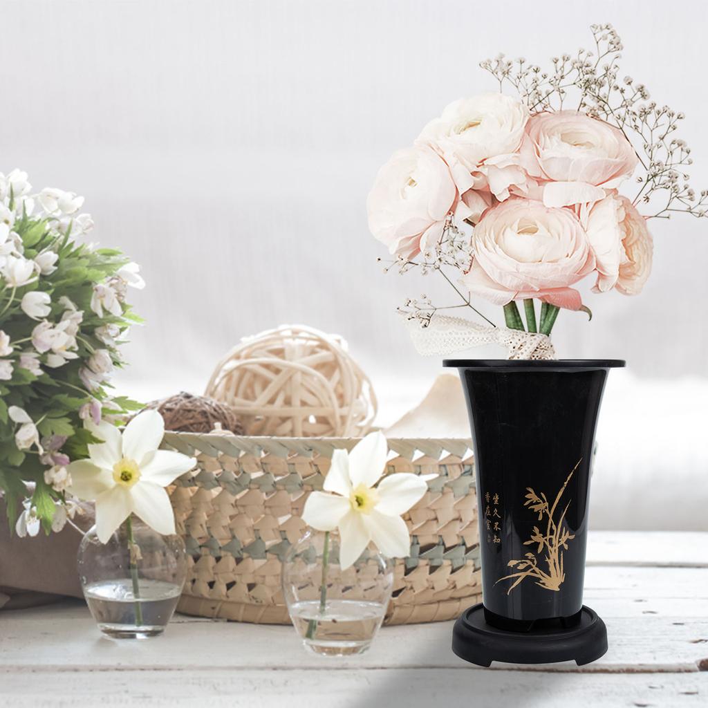 Высокие круглые черные кашпо Пластиковый цветочный горшок Смола Поддон Держатель для посадки цветов комнатных растений Большое кашпо Декоративное