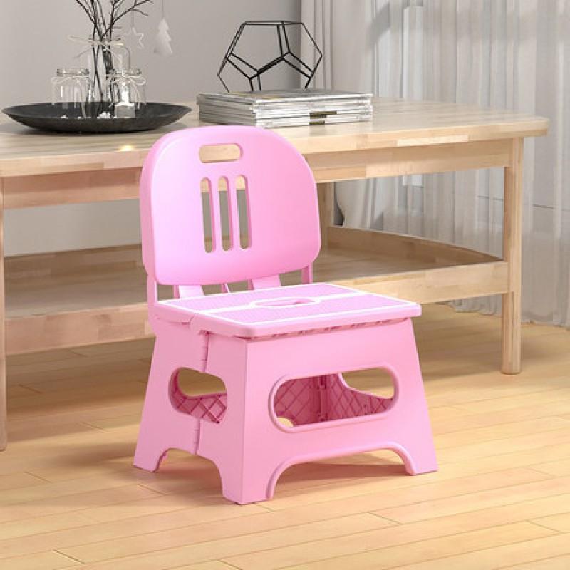 Portable Folding Plastic Stool With Backrest Home Use Compact Stackable Chair Adults Entryway Shoe Changing Bench