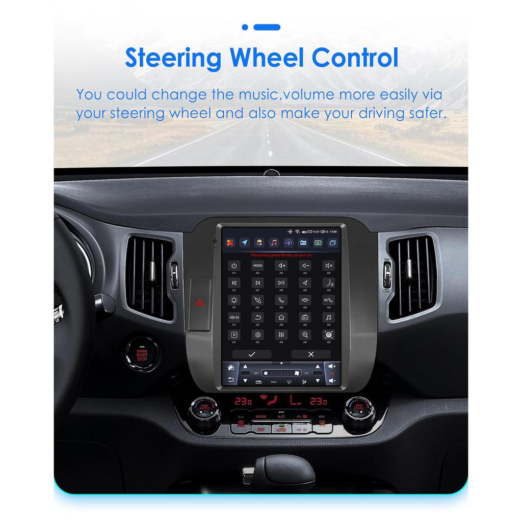OSSURET Android 13 Car Radio for KIA Sportage 3 Carplay 2011 - 2016 Car Stereo Multimedia Video Player GPS 9.7 Inch Vertical Screen SWC BT RDS FM Mic