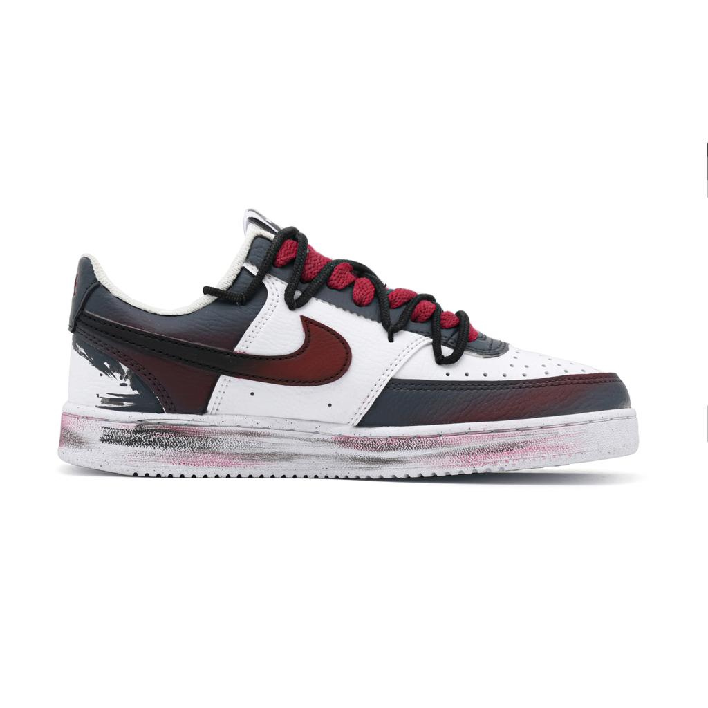 Nike Court Vision 1 Knight Синтетическая кожа Покрытие Низкие кеды для скейтборда Унисекс Черный Красный DH2987-101(Команда998-)