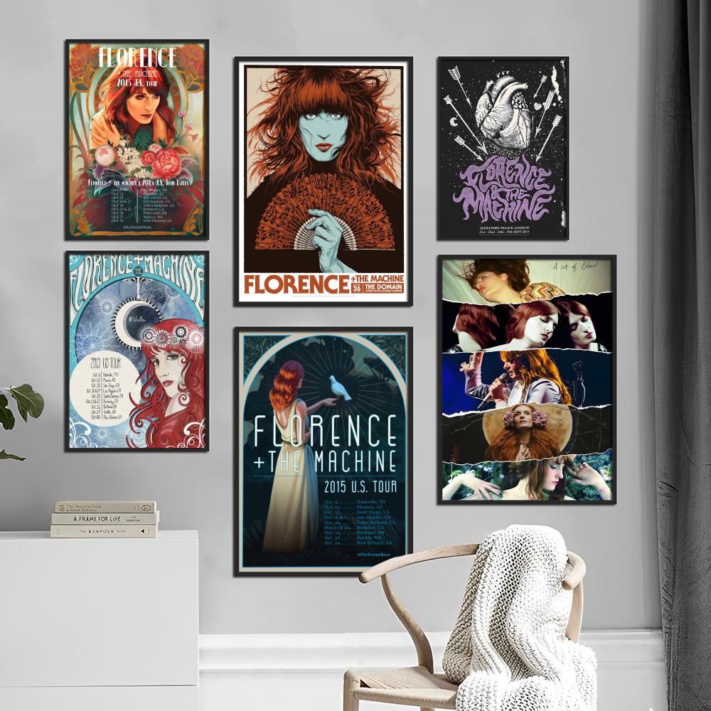 Певица Florence and the Machine Самоклеящийся плакат Крафт-бумага Принты и плакаты Декор для дома Комнаты Бар Кафе Искусство Настенная живопись