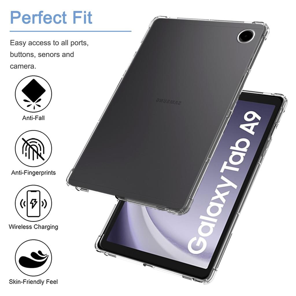 Прозрачный чехол для планшета Samsung Galaxy Tab A9 8,7 дюйма, выпуск 2023 года, подушка безопасности, защита от падений, гибкий силиконовый противоударный чехол из ТПУ