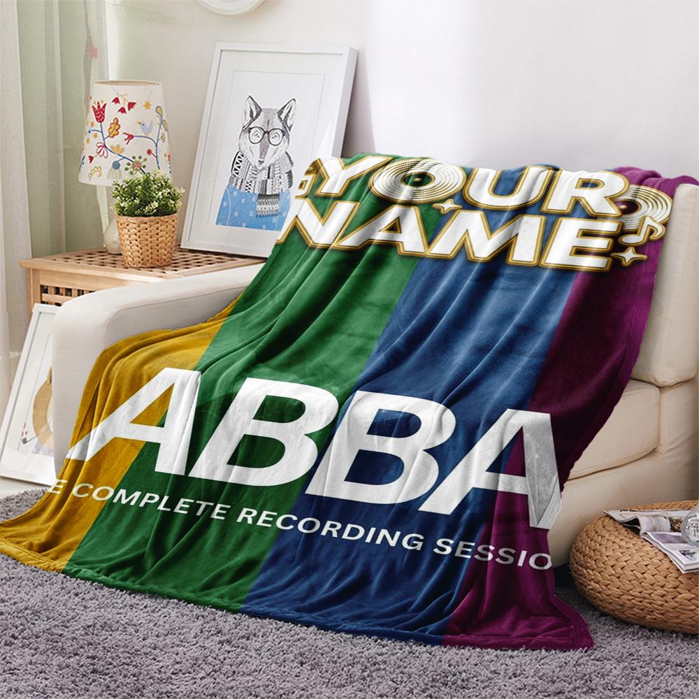 1PC Custom Name ABBA Patterned Flannel Blanket Suitable For All Seasons for Home Decor Warmth and Comfort Gifts Holiday Present