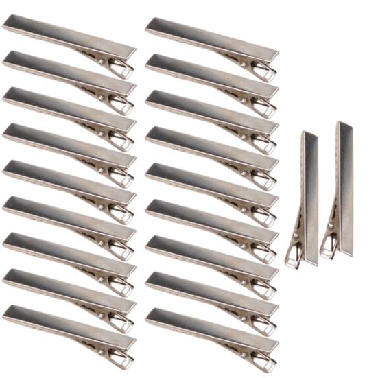 20 Pcs Flat Metal Single Prong Alligator Clips Barrette Bows DIY Hair Accessories