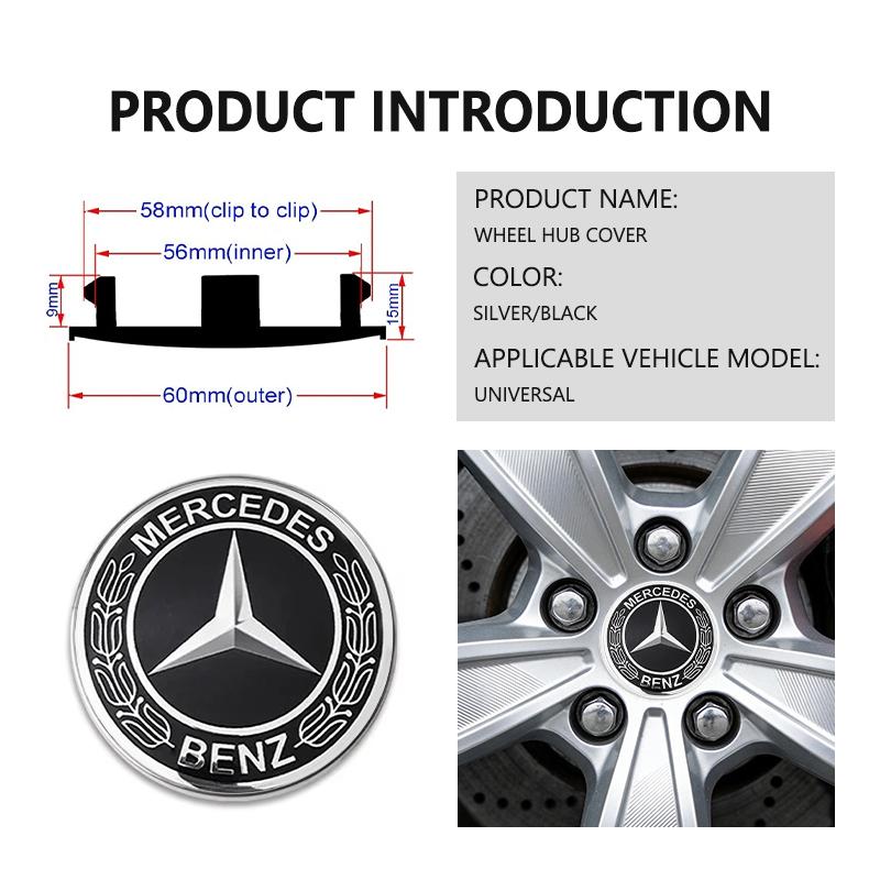 4PCS Car Wheel Center Hub Cap Sticker Accessories For Benz AMG CLA CLS C180 C200 W204 W205 Exclusive A C E R V Class CQ1