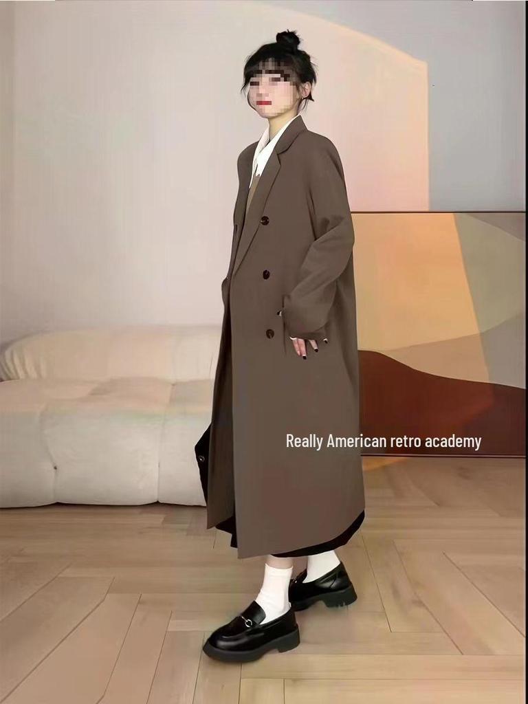 Early Autumn Long Grey Women's Trench Coat - Korean College Style