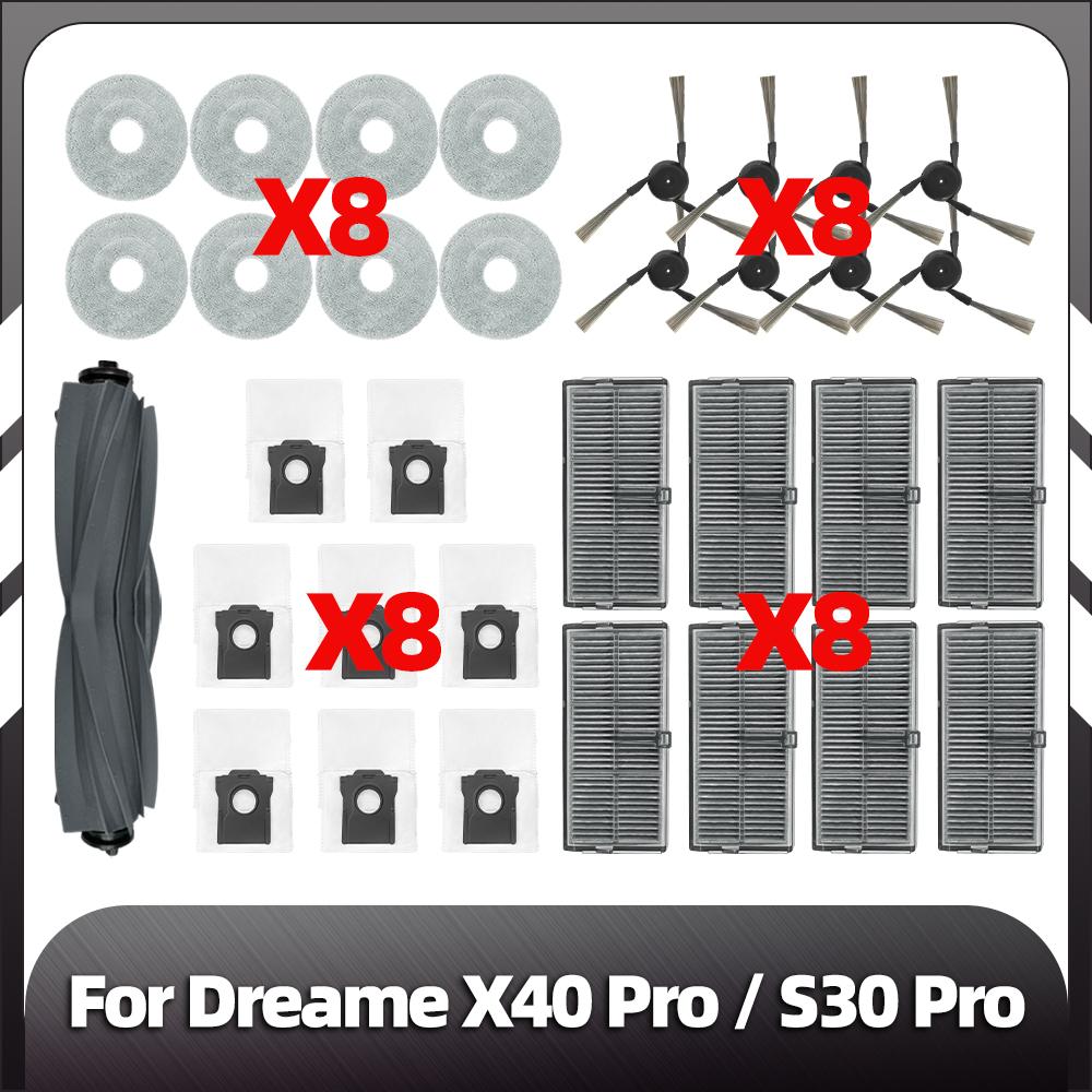 Совместимость с Dreame X40 Ultra / X40 Pro / S30 Pro Ultra Робот-пылесос Детали Основная боковая щетка HEPA-фильтр Насадки для швабры Детали пылесборника
