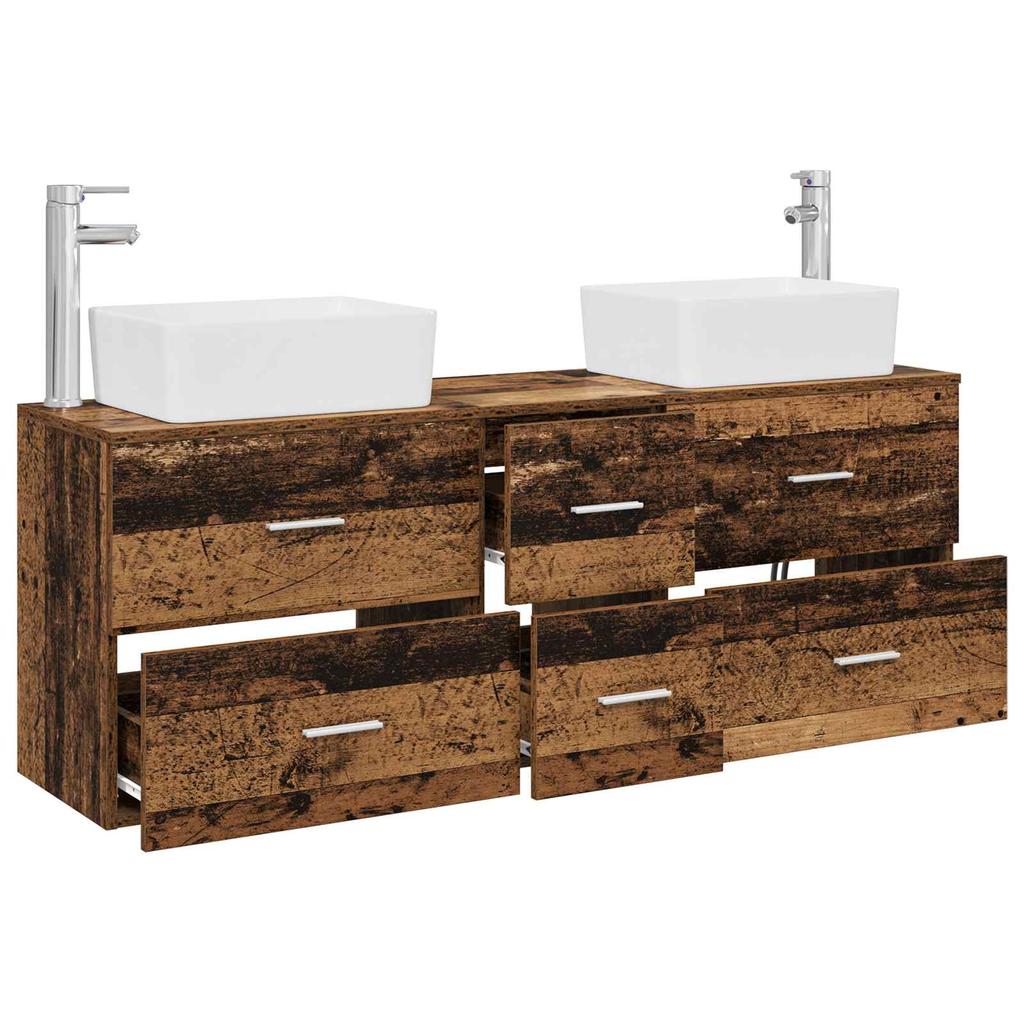 Bathroom Cabinet Set 3 pcs Reclaimed Wood 136 x 35 x 80 cm