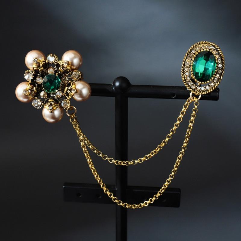 1 шт. Двухслойная металлическая цепочка золотистого тона, брошь в виде креста и звезды, инкрустированная стразами, съемная, модный декор для повседневной носки