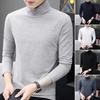 Men Fall Winter Bottoming Top High Collar Neck Protection Long Sleeves Stretchy Warm Pure Color Pullover