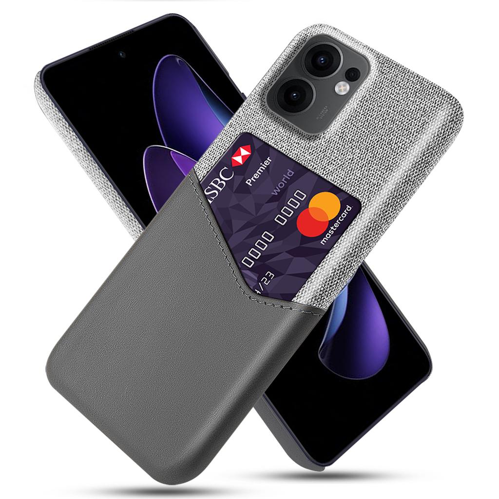 For Oppo Reno13 F 5G (Reno 13 FS 5G)/4G Case PU Leather Cloth Texture Hard PC Phone Cover with Card Holder