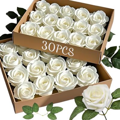 30/10 шт. Искусственные пенопластовые головки роз, цветок для букета невесты, для украшения стола на домашней свадебной вечеринке, материалы для скрапбукинга своими руками