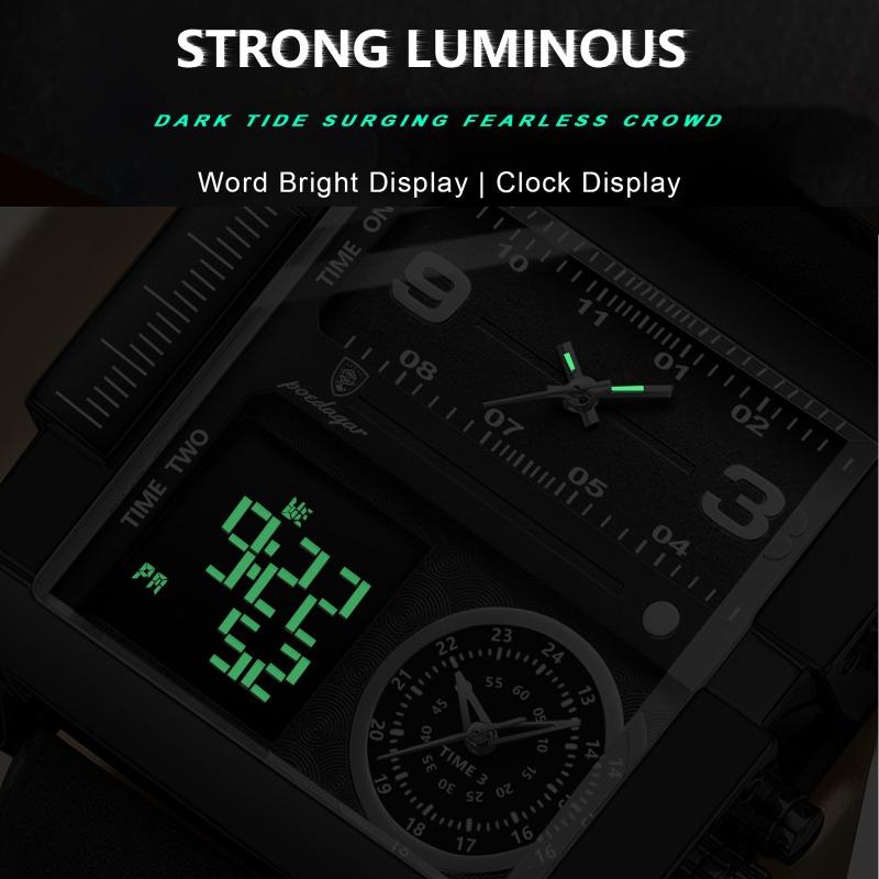 POEDAGAR Fashion Sports Digital Male Wristwatch Date Week Waterproof Luminous Casual Clock Electronic Quartz Watches