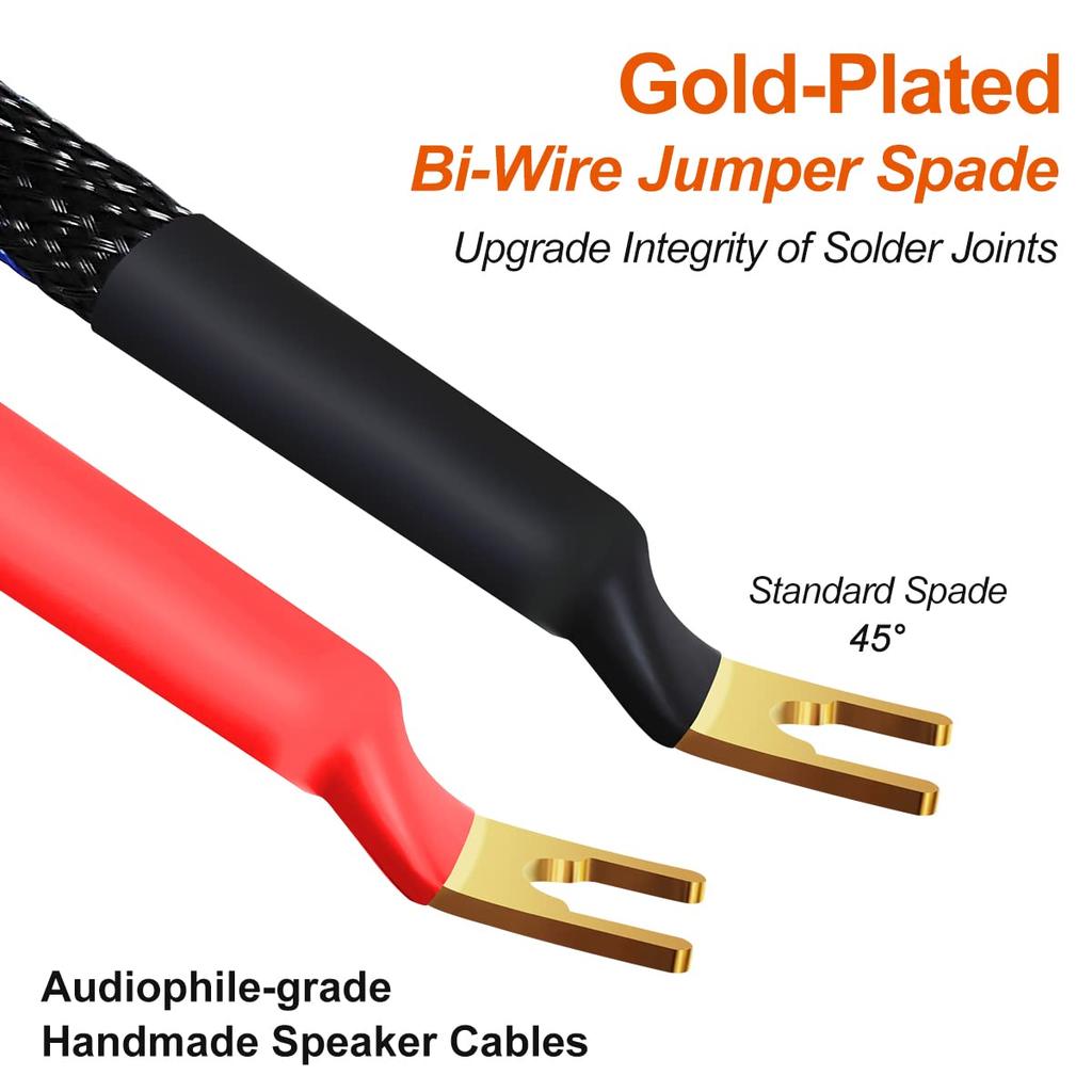 UCINNOVATE 4 x 21cm Speaker Jumper HIFI OFC Speaker Cable with 24k Gold Plated Pure Copper Flexible and Easy to Improves Sound 11AWG Speaker Speaker C