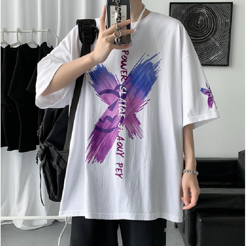 Мужские футболки с коротким рукавом с буквенным графическим принтом, модные брендовые футболки для мужчин, мужская одежда, повседневная футболка, мужские летние топы в корейском стиле ретро для мужчин