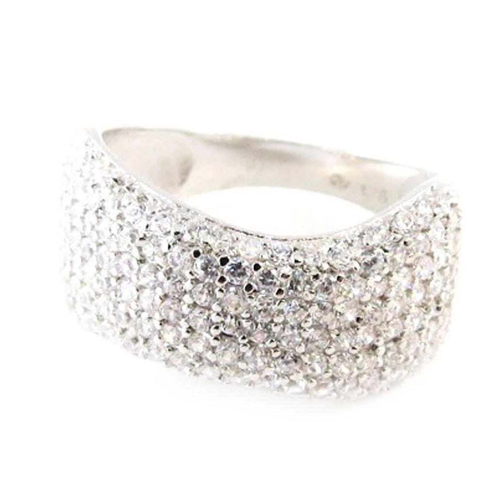 Серебряное кольцо "Богиня" белое серебро (родий) - 9 мм