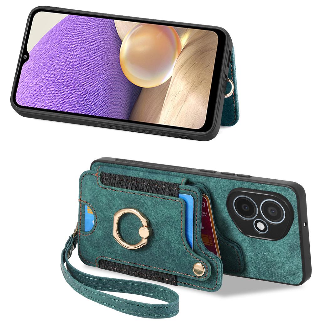 For Honor 400 5G (Глобальный) Ретро задняя крышка из искусственной кожи с держателем для карт с RFID-блокировкой