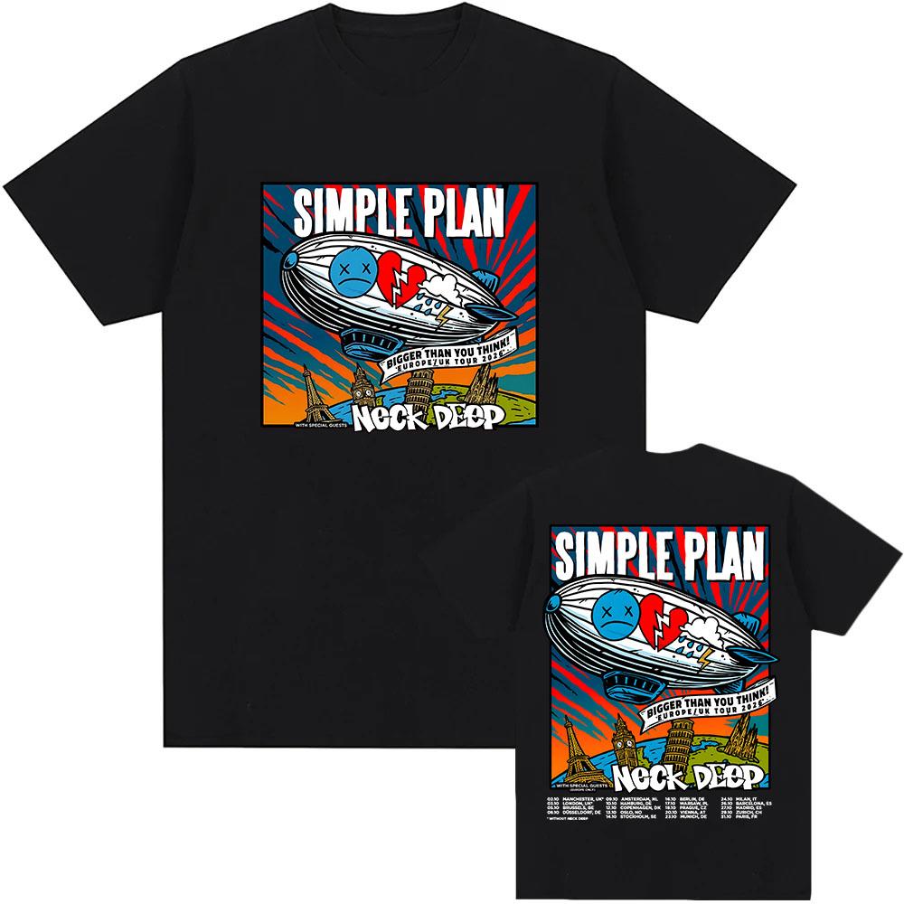 Bigger Than You Think Tour2026 Tshirt Simple Plan Band Heavy Unisextal Tshirts Cotton Summer Unisex Streetwear Short Sleeve Tops