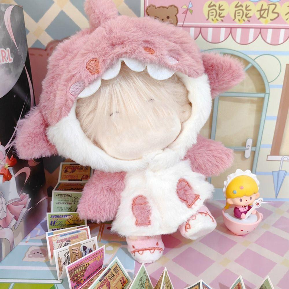 20 см пальто с изображением акулы, розовые, синие миниатюрные плюшевые толстовки, подарочная кукольная одежда, хлопковые мягкие куклы