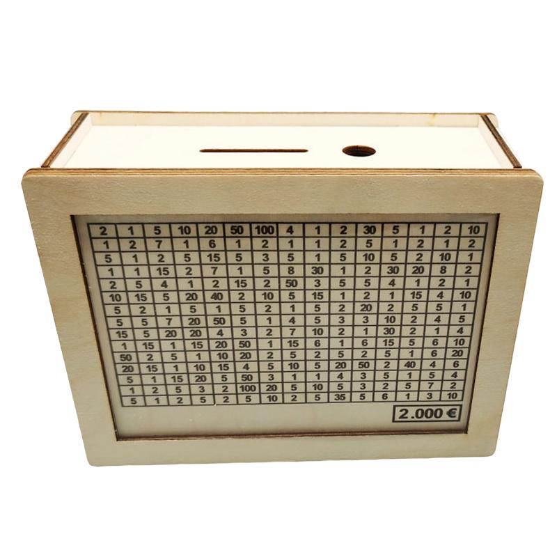 Handmade Wooden Piggy Bank Decorative Reusable Saveing Money Box With Money Target And Numbers For Kids Adults