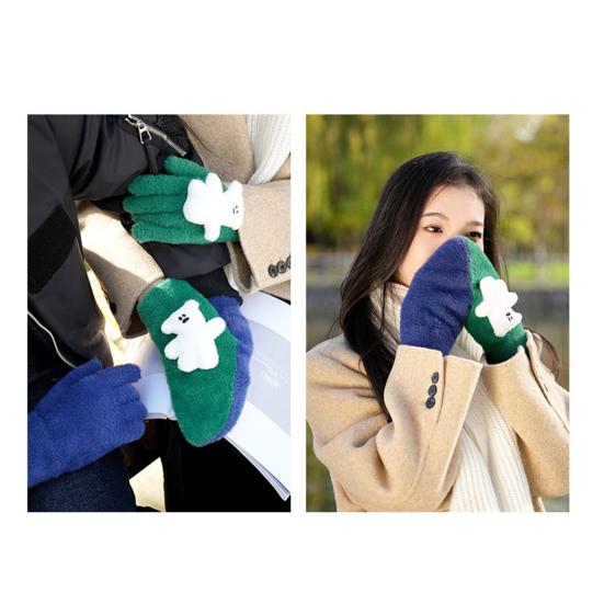 1 комплект теплых вязаных плюшевых парных перчаток, толстые мультяшные животные, декор для экрана, символическое единство, рука об руку с любимыми, варежки-сердечки