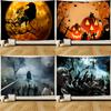 Home Decor Halloween Jack-O-Lantern Wall Hanging Boho Wicked Magic Castle Spooky Scary Devil Print Pattern Tapestry