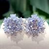 New AAA Cubic Zirconia Stud Earrings for Women Flower Shaped Engagement Wedding Earrings High Quality Silver Color Jewelry
