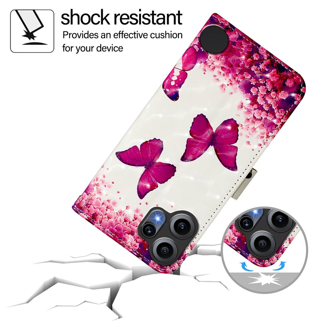 Для Nothing CMF Phone 2 Pro Кожаный чехол с принтом, кошелек-подставка, мобильная крышка с ремешком