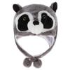 Novelty Unisex Winter Fuzzy Plush Raccoon Animal Hat with Pompom Long Straps Snow Ski Warm Earflap Beanie Cap Cosplay Costume