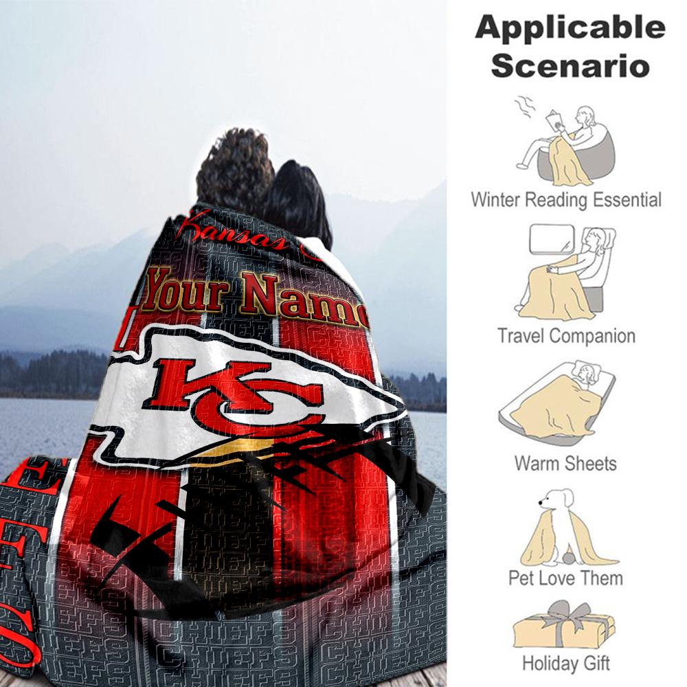 Kansas City Football Personalized Name Blanket Cozy Personalized Blanket Ultrasoft Perfect For Livingroom Office Picnics Couch