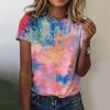 2025 Women's Street Fashion T-shirt Flower 3D Printed Short Sleeve Versatile Daily Casual Loose Round Neck Top Women's Wear