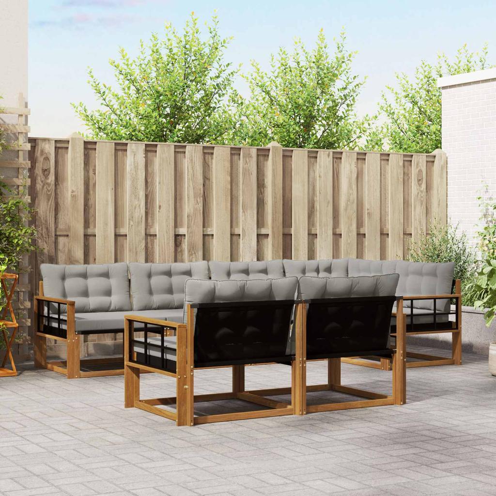 Outdoor Sofa Set with Cushions 7 pcs Natural and Light Grey