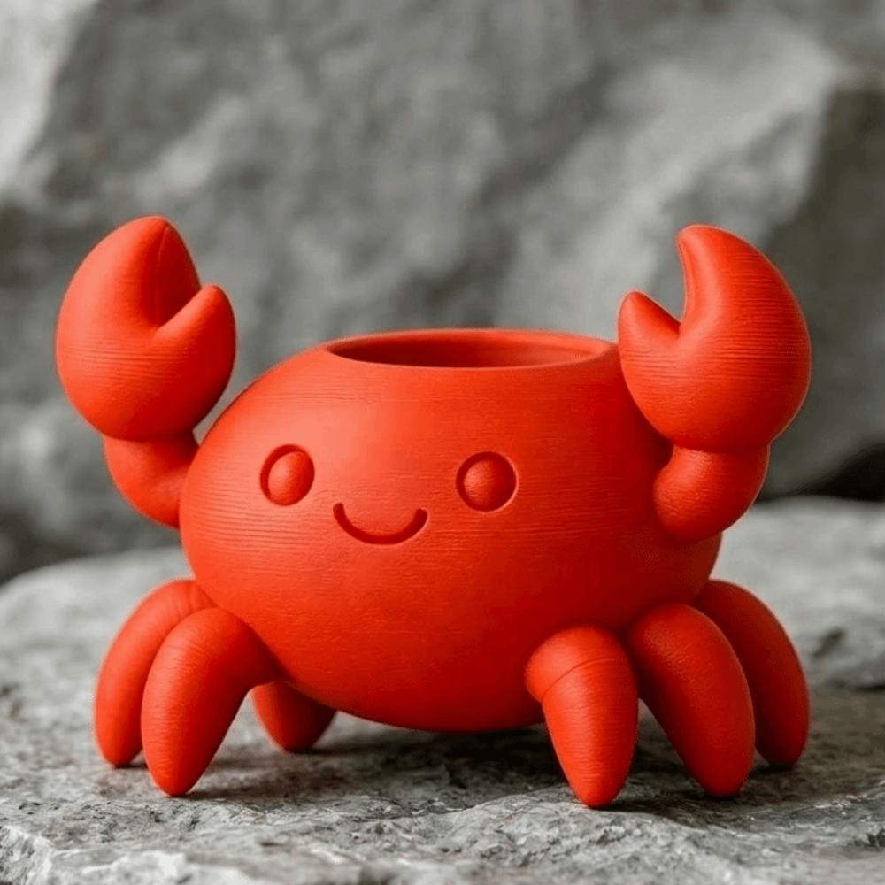 Handmade Crab Pen Holder Plastic Makeup Brush Holder Funny Flower Planter Home Office