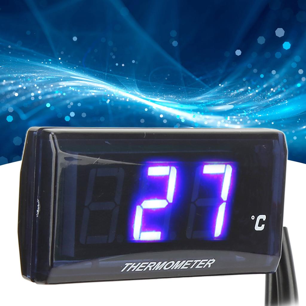 Motorcycle Digital Water Temperature Gauge Thin 12V LCD With 22mm Sensor Adapter for Most Motorbikes