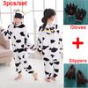 3 шт./компл. детские пижамы кигуруми, костюм для косплея, одежда для сна с животными, костюм + обувь + перчатки